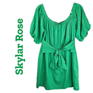 Skylar Rose Womens Green Linen Blend Mini Dress Sz XL Bsby, Bridal Shower